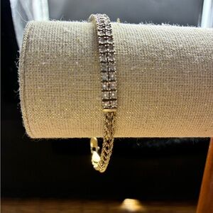 .925 Peru Silver Gold Vermeil/Plated Diamonds Bracelet